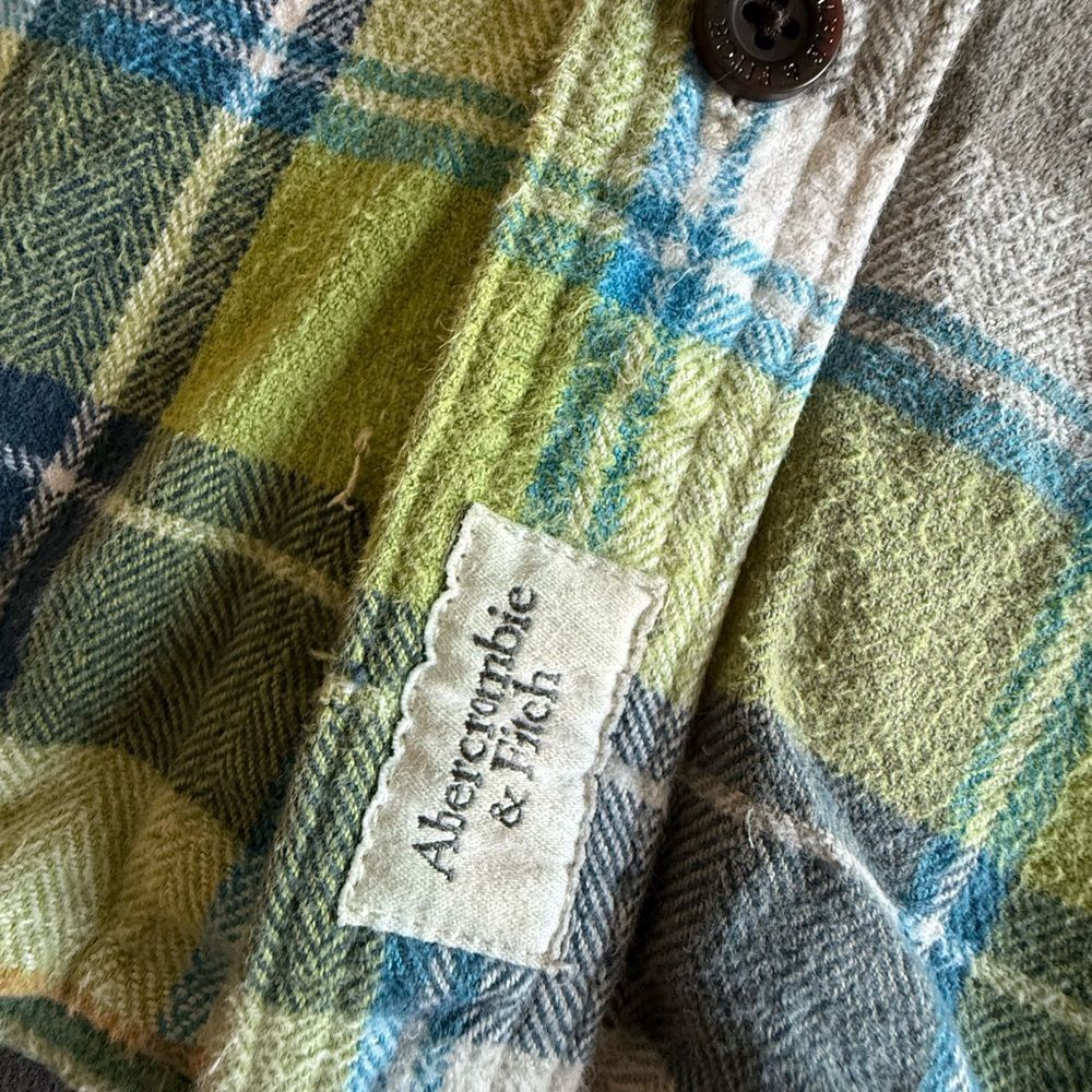 Abercrombie & Fitch Plaid Flannel Button-Up Shirt Heavy and Thick Y2K - Picture 3 of 8